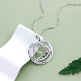 Family Birthstone Necklace with Name Engraving - Heart Pendant for Mom