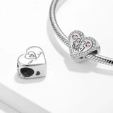 Family Heart Mon Dad Kid Together Bead Bracelet Necklace Charm
