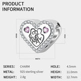 Family Heart Mon Dad Kid Together Bead Bracelet Necklace Charm