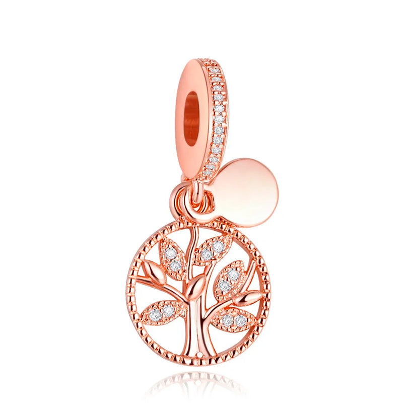 Family Heritage Dangle Charm Rose Beads For Jewelry Making Fit Bracelet Women