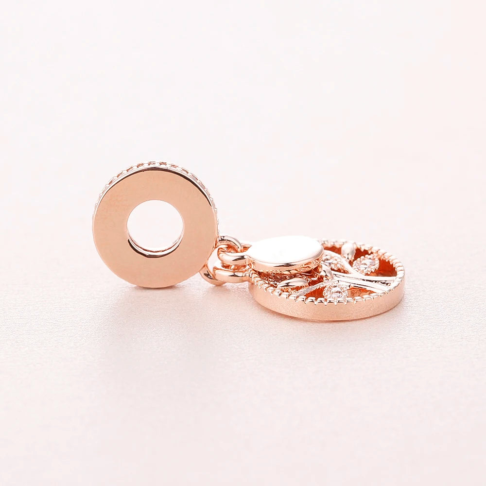 Family Heritage Dangle Charm Rose Beads For Jewelry Making Fit Bracelet Women