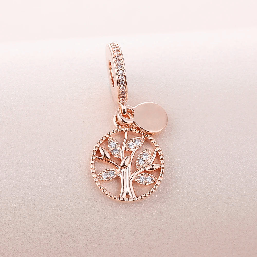 Family Heritage Dangle Charm Rose Beads For Jewelry Making Fit Bracelet Women