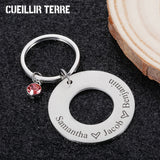 Family Keychain Birthstone Customization Keychains Mother Kids Name Key Chain