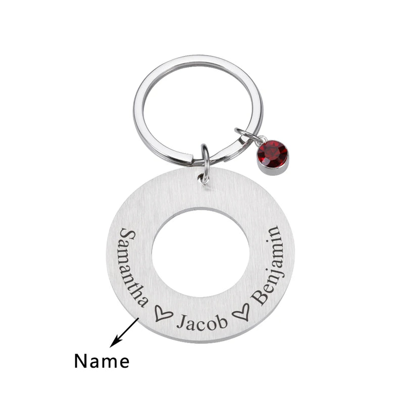 Family Keychain Birthstone Customization Keychains Mother Kids Name Key Chain