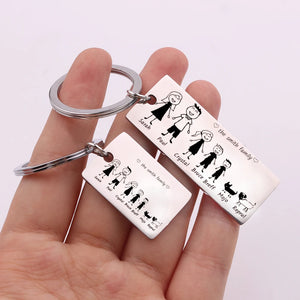 Family Love Key Chain Personalized Engraved Name For Parents Children Present