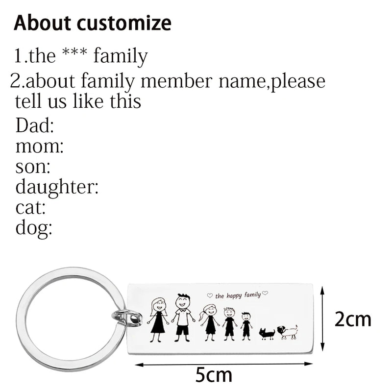 Family Love Key Chain Personalized Engraved Name For Parents Children Present