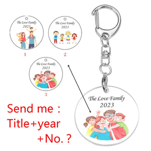 Family Love Keychain Engraved The Love Family for Parents Children Present Keyri