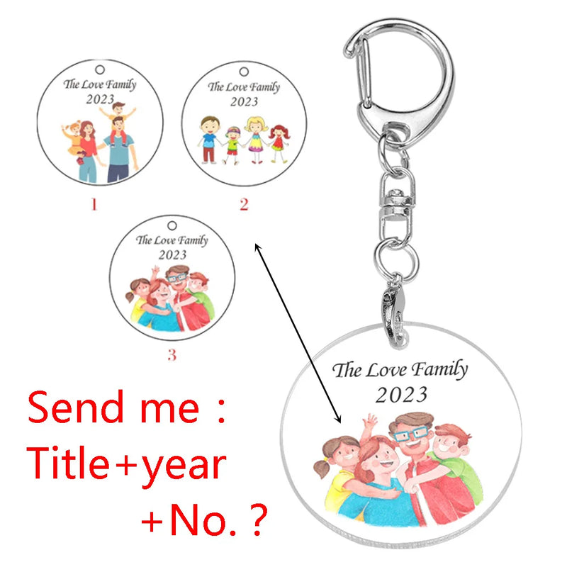 Family Love Keychain Engraved The Love Family for Parents Children Present Keyri