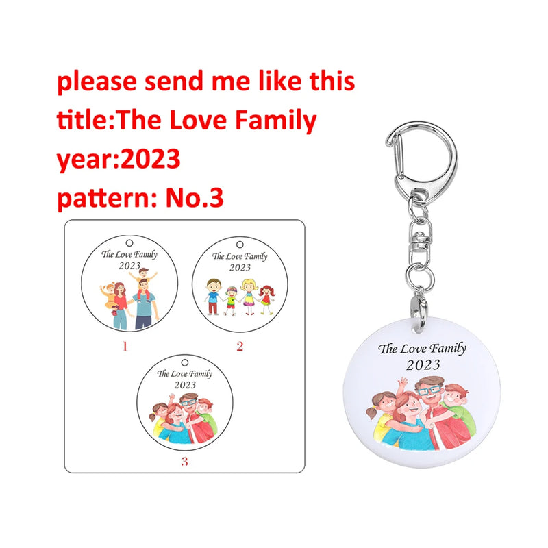 Engraved Love Family Keychain for Parents Children Acrylic Bag Charm