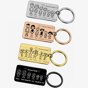 Family Love Keychain Name Personalized Keyring Gift for Him