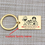Family Love Key Chain Engraved Name Year Pets for Parents Children Bag Charm