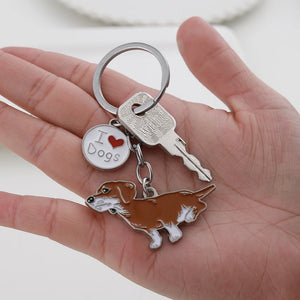 Metal Pet Dog Keychain Car Keyring Animal charm Gift for Dog Love