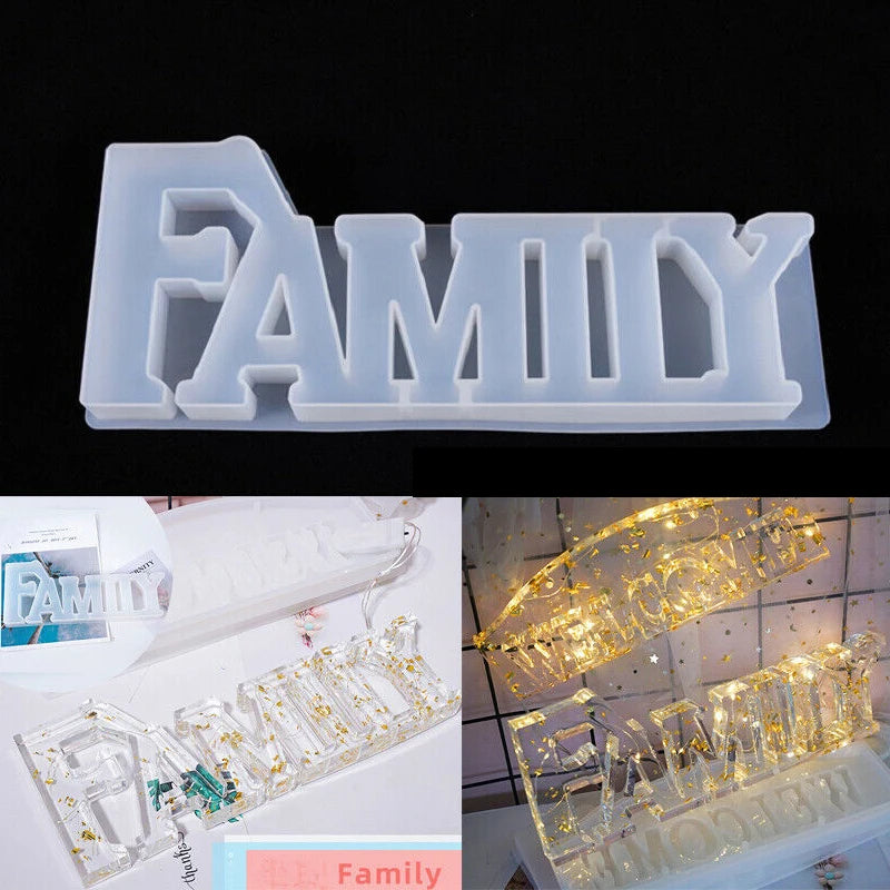 Family Mold Silicone Resin Casting Letters Mould - Craft Decoration