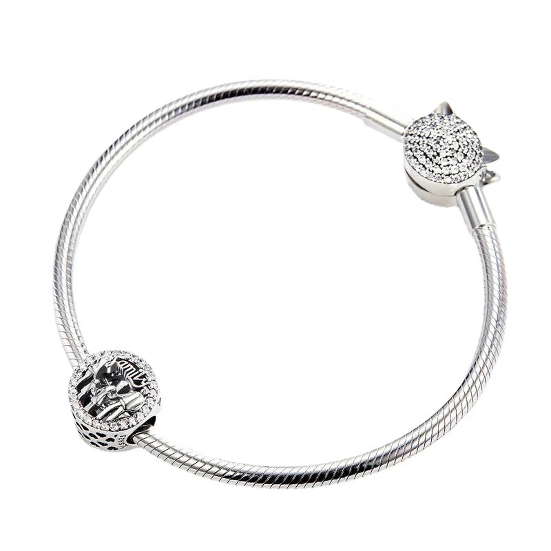 925 Silver Family of 4 Metal Beads Charm for Bracelet