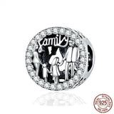 925 Silver Family of 4 Metal Beads Charm for Bracelet
