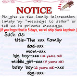 Family Portrait Keychain Name Pets Engraved For Parents Children