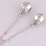 925 Sterling Silver Family Safety Chain Charm for Bracelet DIY Jewelry