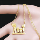Family Son Stainless Steel 2 Boys Necklaces for Women N513S01