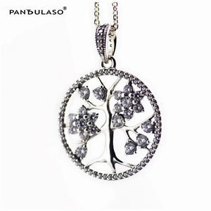 Family Tree Necklace With Clear Cubic Zircon