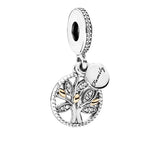 925 Silver Family Tree Charms Bangle Beads for Women