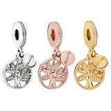 925 Silver Family Tree Charms Bangle Beads for Women