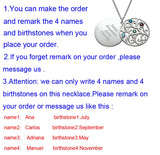 Family Tree Pendant Necklace with Birthstones Personalized Name