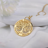 Family Tree of Life Necklace with Personalized Name ID Pendant