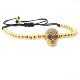 Gold Skull Head Beads Braiding Bracelet
