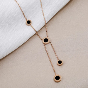 Roman Numerals Tassels Circle Shell Pendant Necklace for Women