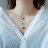 Roman Numerals Tassels Circle Shell Pendant Necklace for Women