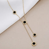 Roman Numerals Tassels Circle Shell Pendant Necklace for Women