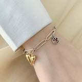 Hot Pure S925 Silver Heart Sliding Bracelet Romantic Bangle