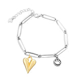 Hot Pure S925 Silver Heart Sliding Bracelet Romantic Bangle
