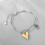 Hot Pure S925 Silver Heart Sliding Bracelet Romantic Bangle
