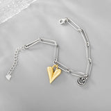 Hot Pure S925 Silver Heart Sliding Bracelet Romantic Bangle