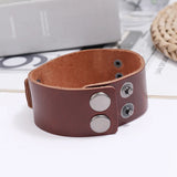 Metal Wolf Charms Wrap Leather Bracelet Wide Wristband