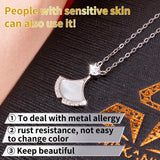 Fan-Shaped Pendant Necklace Natural Mother-Of-Pearl Zirconia Jewelry