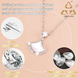 Fan-Shaped Pendant Necklace Natural Mother-Of-Pearl Zirconia Jewelry