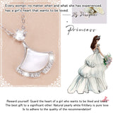 Fan-Shaped Pendant Necklace Natural Mother-Of-Pearl Zirconia Jewelry