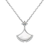 Fan-Shaped Pendant Necklace Natural Mother-Of-Pearl Zirconia Jewelry