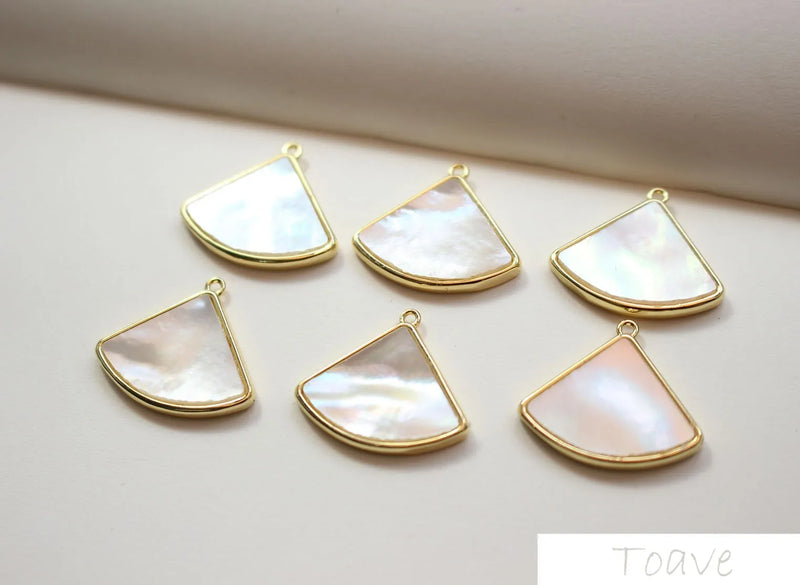 Fan-shaped Seawater Shellfish Copper Plated Pendant DIY Accessories