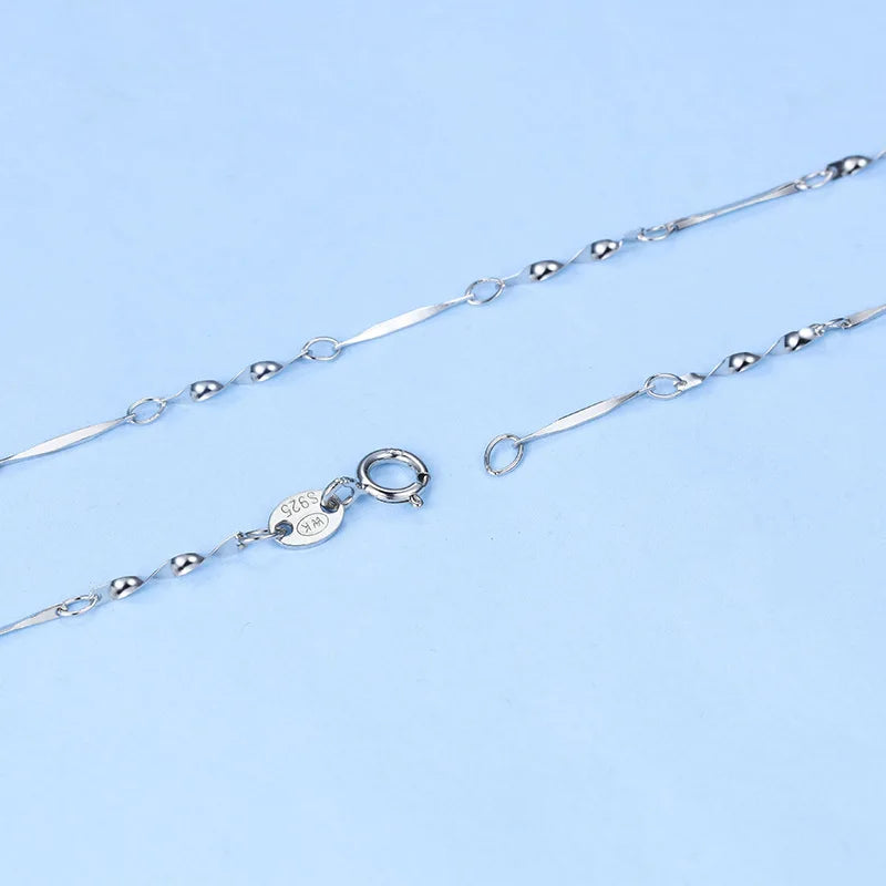 925 Sterling Silver Women Necklace 40CM/45CM Chain Solid Female Jewelry