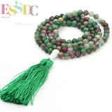 8mm Red-Green Stone 108 Prayer Bracelet Necklace