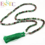 8mm Red-Green Stone 108 Prayer Bracelet Necklace