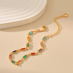 Fancy Candy Long Crystal 18K Plated Women Bracelet