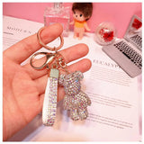 Crystal Ball Car Keychain Charm Pendant High Leather Strap Key Ring