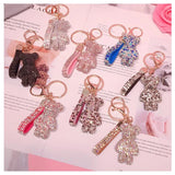 Crystal Ball Car Keychain Charm Pendant High Leather Strap Key Ring