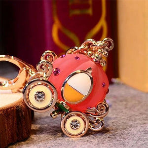 Fancy Pumpkin Carriage Crystal For Hallowmas Fairy Tale Keychain