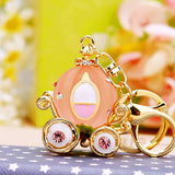 Fancy Pumpkin Carriage Crystal For Hallowmas Fairy Tale Keychain