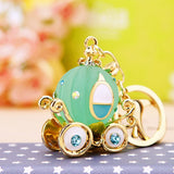 Fancy Pumpkin Carriage Crystal For Hallowmas Fairy Tale Keychain